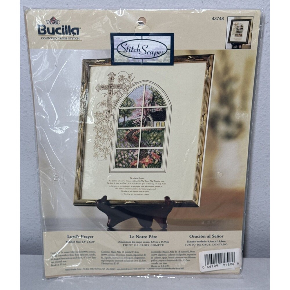Bucilla 43748 Stich Scapes Lords Prayer 3.5x6.25" Cross Stitch Kit New USA 2005